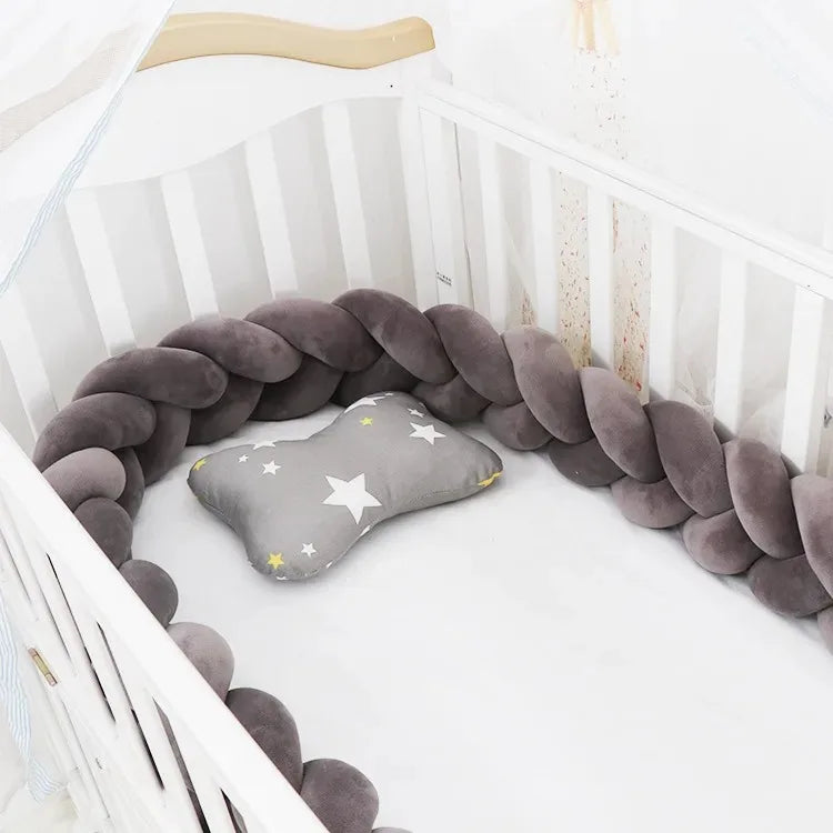 Baby Crib Protector Bed Braid Knot Cushion for Infant Kids 3 Shares Toddler Baby Bed Bumpers In The Crib Newborn 1M/2M/3M/4M