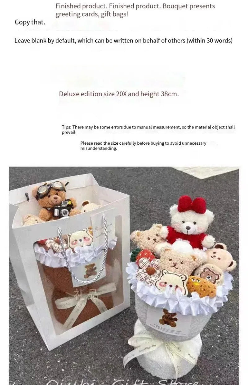 Birthday Gifts for Girlfriend - Cute Doll Bouquet Flowers, Lovely Surprise Present Idea for Her Special Day Valentine's Day