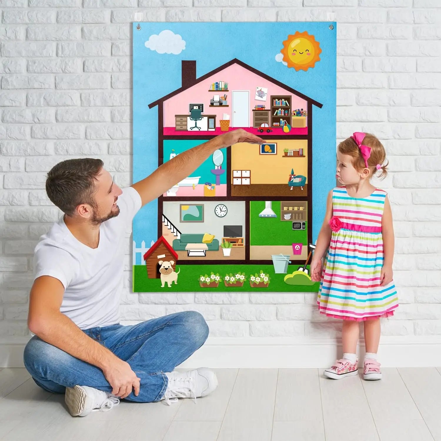 Farm Animals Felt Story Busy Board 4 IN 1 Themed Storytelling Farm Sea Zoo Vehicle Early Learning Interactive Wall Hanging Gifts