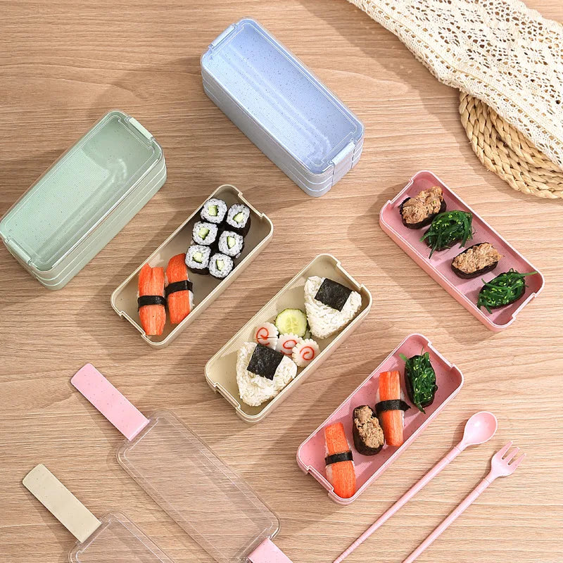 Three Layer Bento Box with Detachable Spoon and Fork, Suitable for Workers and Students, Lunch Box for The Back of School Season