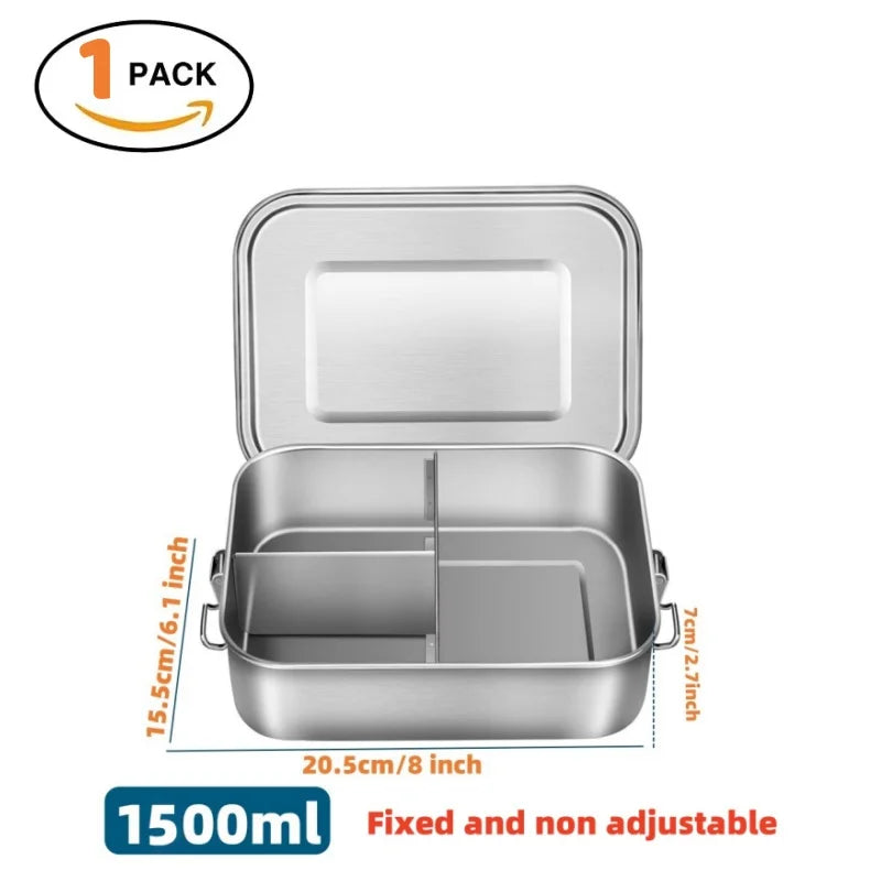 Bento Lunch Box adults, 304 Stainless Steel airtight lunchbox Food taper Meal Prep Containers,Packed lunch Bento Box BPA-free