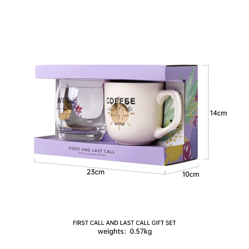First Call & Last Call Gifts Sets Novelty Products Trends Cute Wine Glass & Coffee Mugs Ceramic Creative Set Items for Gifting
