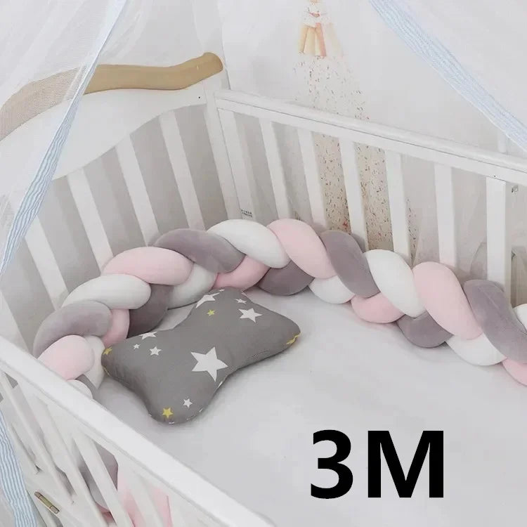 Baby Crib Protector Bed Braid Knot Cushion for Infant Kids 3 Shares Toddler Baby Bed Bumpers In The Crib Newborn 1M/2M/3M/4M