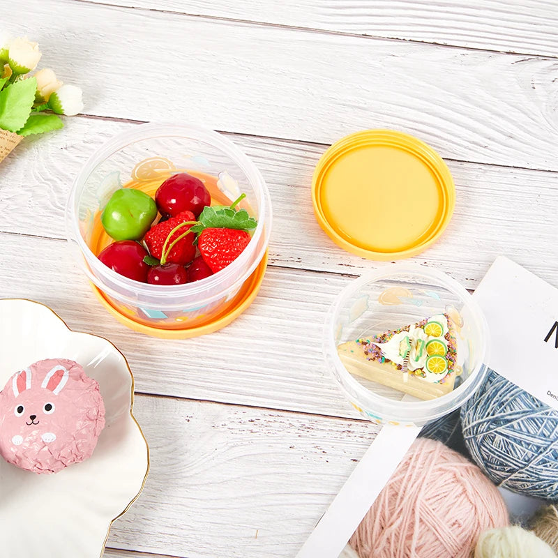 1Pcs 250/500ml Bento Box Children Plastic Cartoon Cute Lunch Box Outdoor Food Storage Container Kids Student Lunch Box Utensils