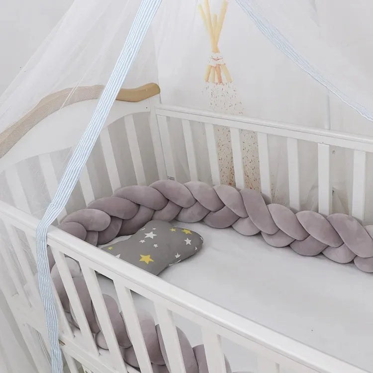 Baby Crib Protector Bed Braid Knot Cushion for Infant Kids 3 Shares Toddler Baby Bed Bumpers In The Crib Newborn 1M/2M/3M/4M