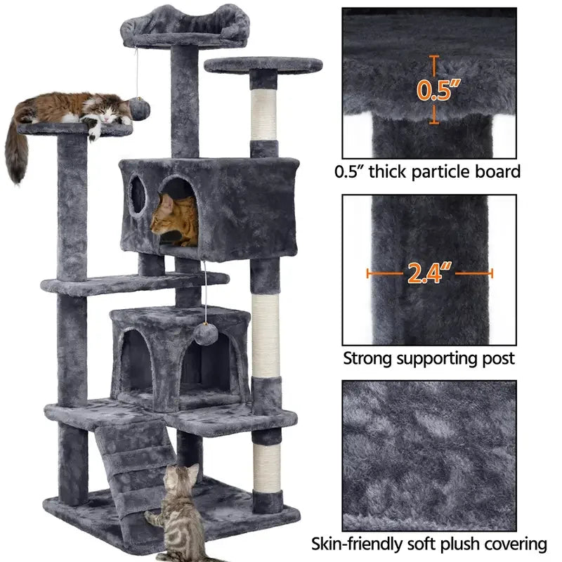 Large Cat House for for Kittens & Cat Tree Cat Tower Condo with 2 Condos Scratching Posts Large Cat House for for Kittens & Cats