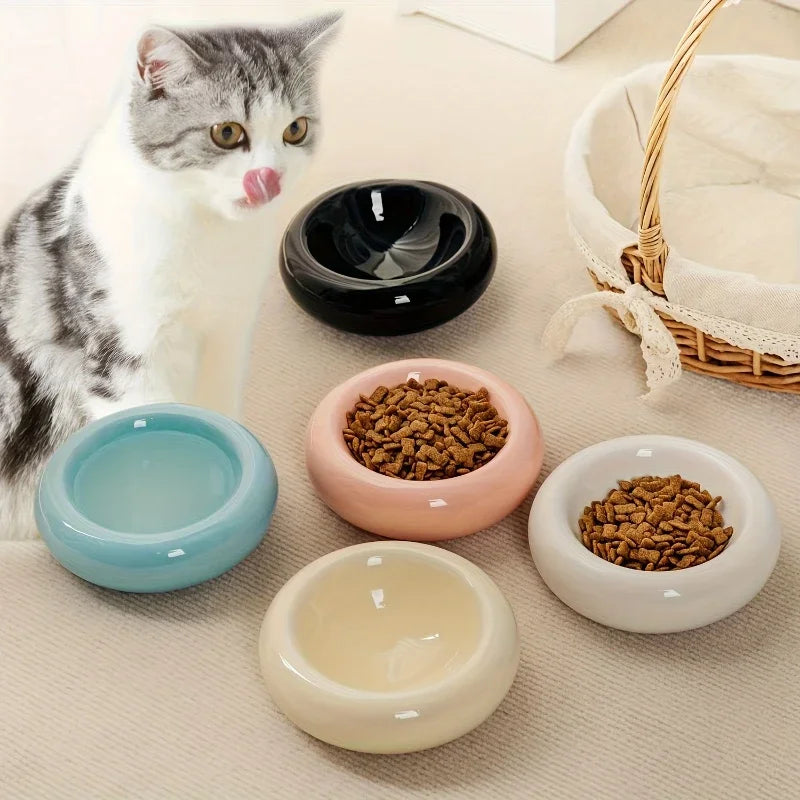 Ceramic cat bowl, pet bowl, cat bowl, donut dispenser, Dudu cat bowl, cat food bowl, spill proof water bowl, snack bowl