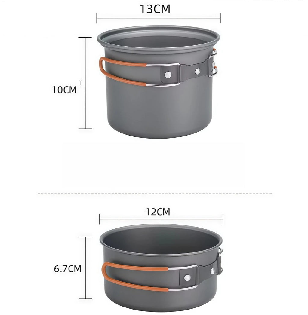 Outdoor Gray Durable Camping Pot Outdoor Cooking Gear Portable Cookware Hard Anodized Aluminum Ultralight Cookware Set