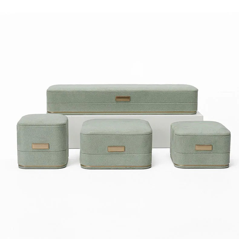 Luxury Velvet Jewelry Set Gift Box Mint Green Storage Organizer for Ring Bracelet Necklace Pendant Bulk Quantity