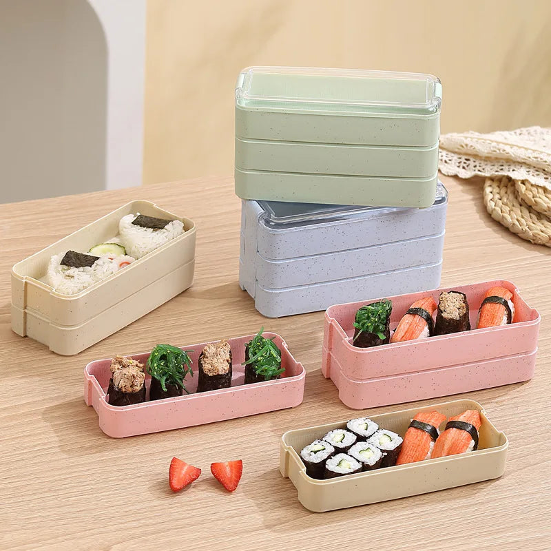 Three Layer Bento Box with Detachable Spoon and Fork, Suitable for Workers and Students, Lunch Box for The Back of School Season