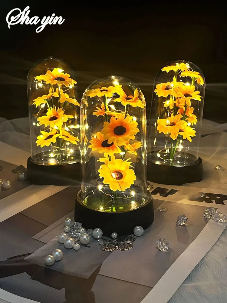 Graduation season gift small sunflower plastic set Mother's Day send wife send mother Valentine's Day eternal flower gift Birthd