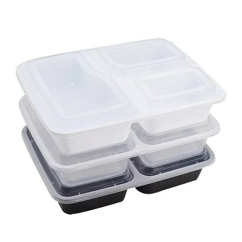 Plastic Reusable Bento Box Meal Storage Food Prep Lunch Box 1/2/3 Compartment Reusable Microwavable Containers Home Lunchbox