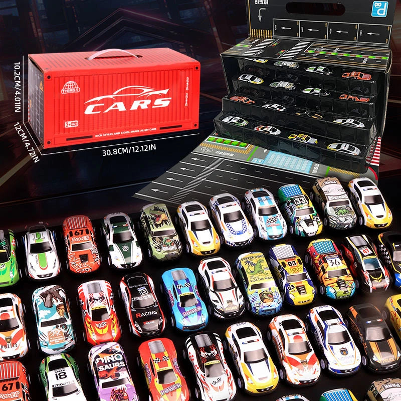Gift box version: 48-piece alloy car set, children's toy car, tin car, racing model, classic car model, Christmas gift