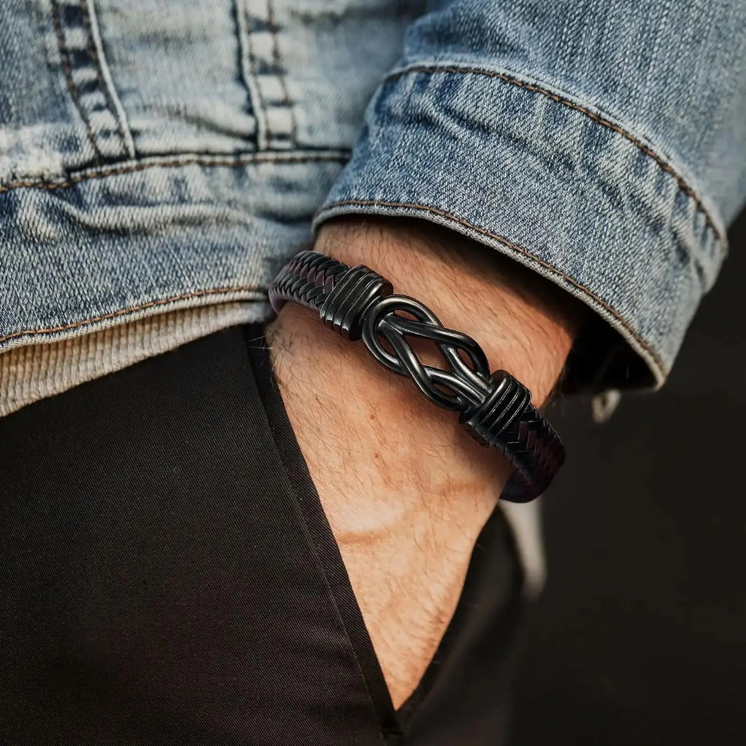 Gifts For Men Knot Bracelet Christmas Gift Birthday Gift for Dad Man Son Husband Leather Bracelet Valentine's Day Birthday Gifts