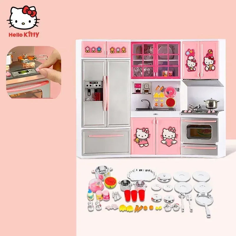 Hello Kitty Cat Girl Children's Simulation Mini Kitchen Can Be Cooking Toy Set  for Kids Christmas Gifts
