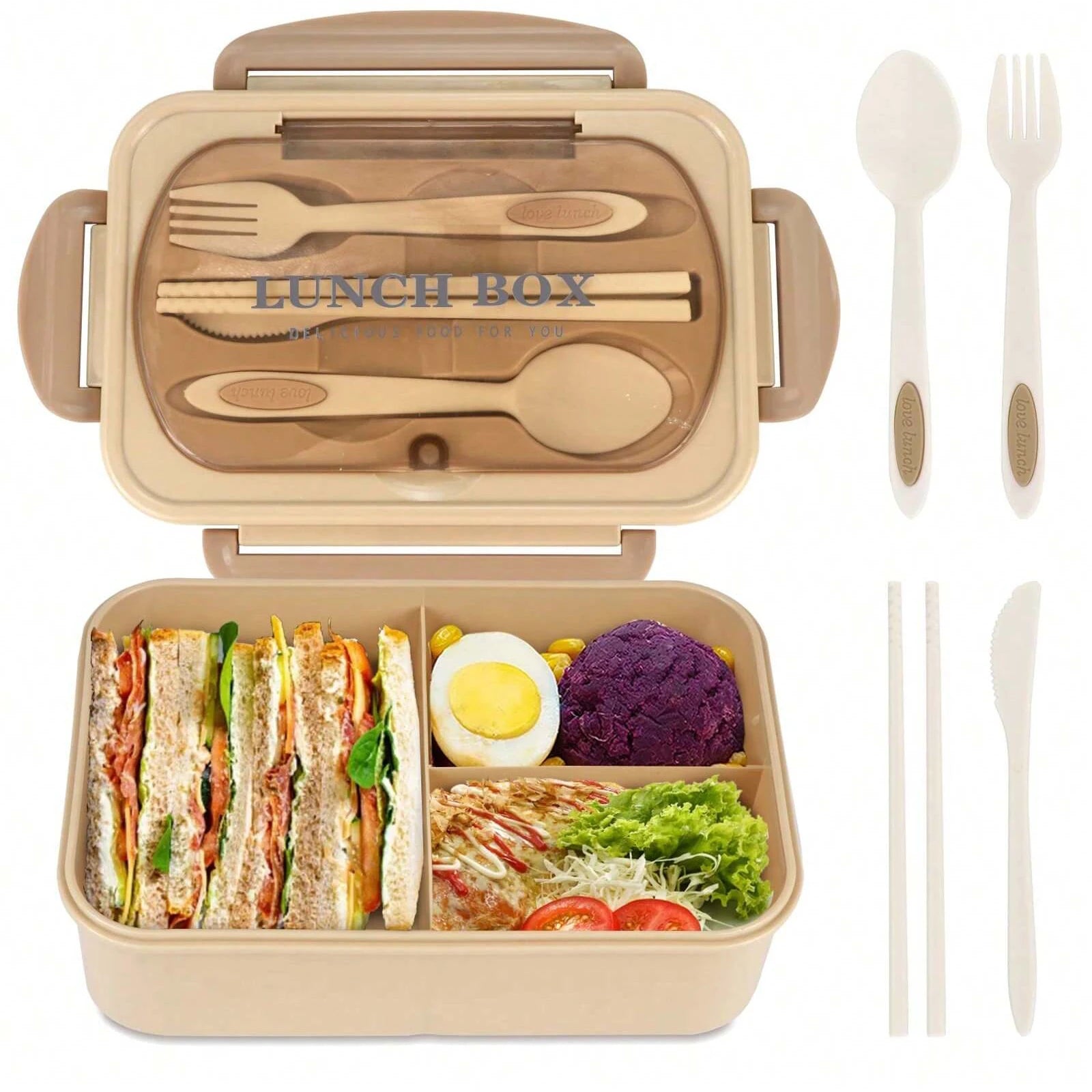 Bento Box Adult Lunch Box, Containers For Adults Men Women With 4 Compartments, Lunchable Food Container Back To School