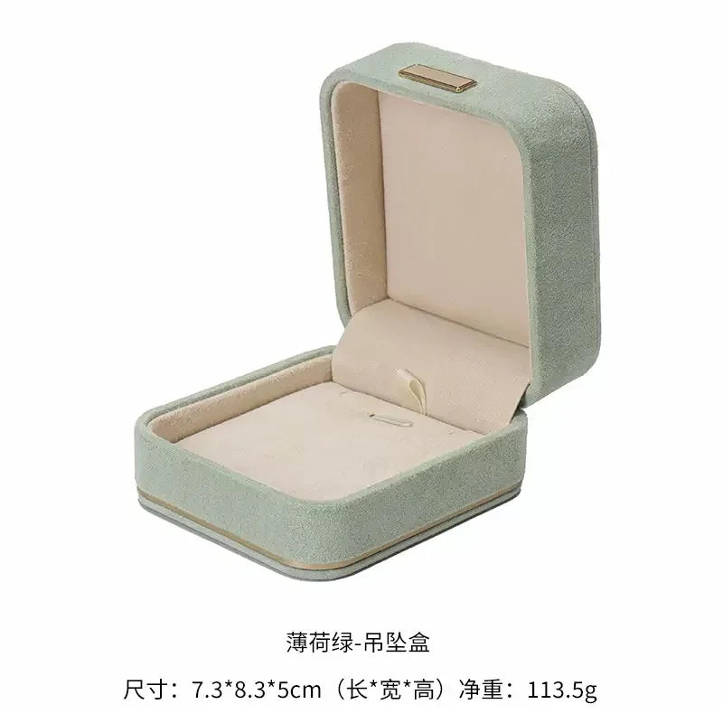 Luxury Velvet Jewelry Set Gift Box Mint Green Storage Organizer for Ring Bracelet Necklace Pendant Bulk Quantity