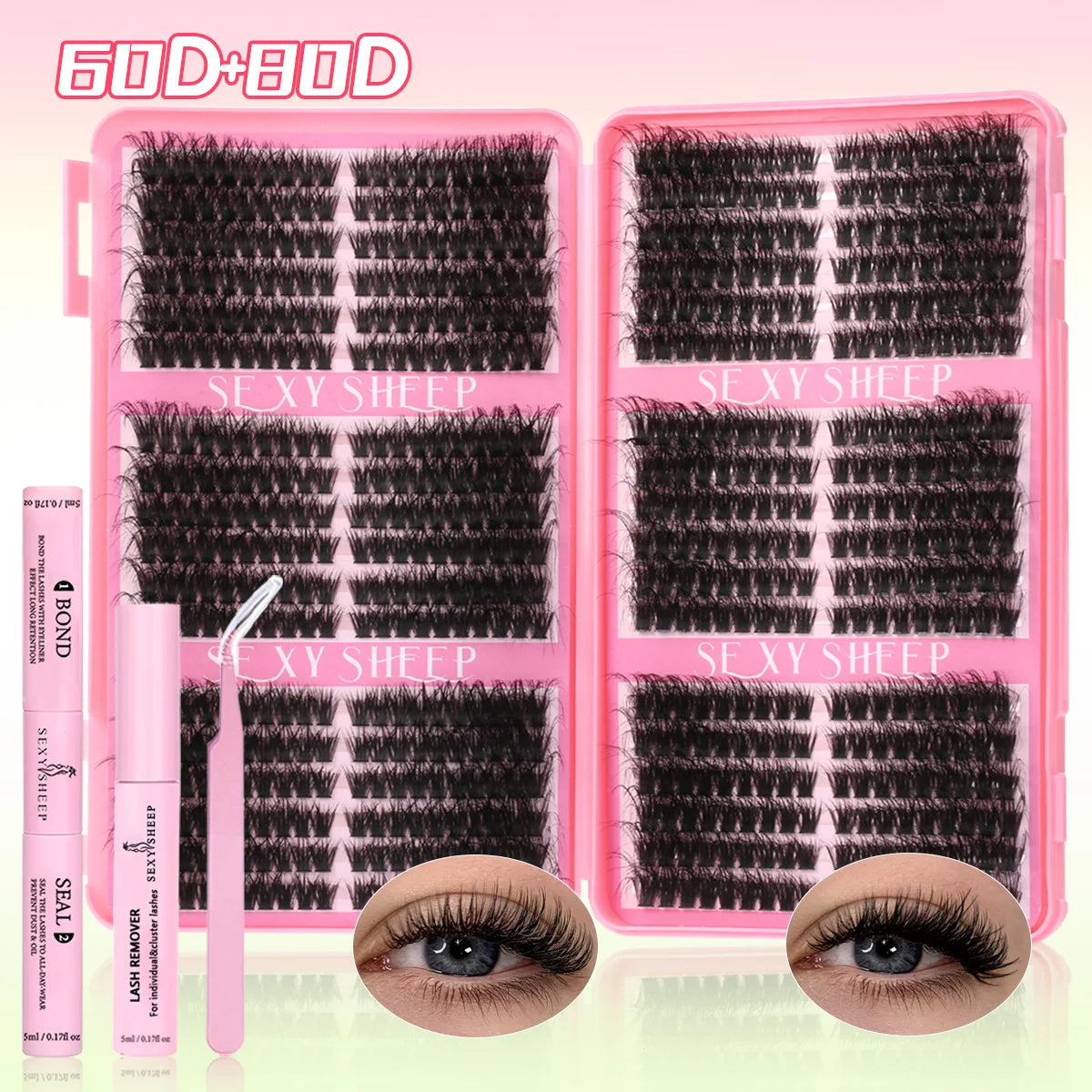 Lash Clusters Natural Manga Lash Extension Individuals Cluster Lashes 8-16mm DIY at home With Bond And Seal Remover Tweezer
