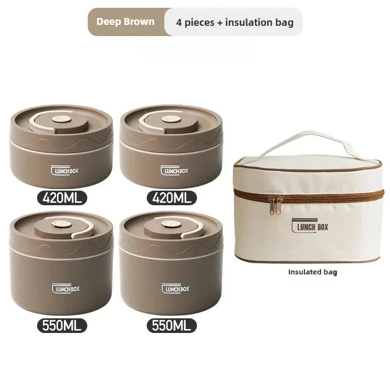 Lunch/Snack Box for Thermal, Stackable 2-Tier stainless steel Insulated Bento Box Set for Adult Kids Men Women