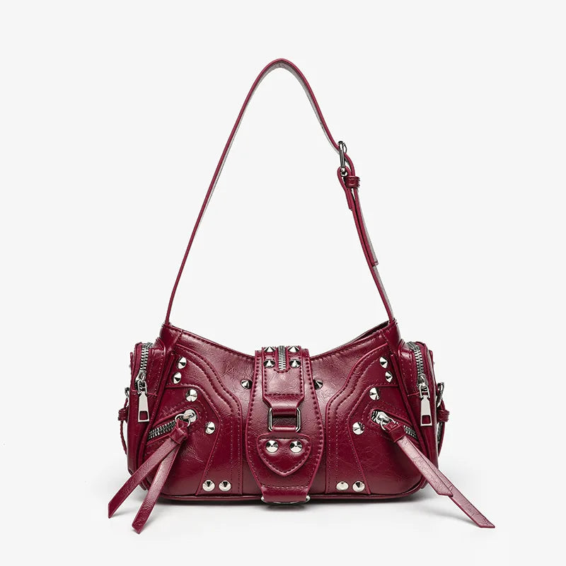 NEW Bags Women Luxury Designer leopard print Handbags Purses 2025 New PU Vintage Oil Wax Leather Rivet Small Underarm Shoulder