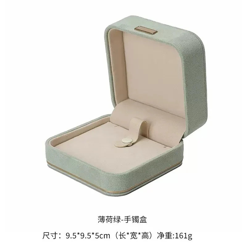 Luxury Velvet Jewelry Set Gift Box Mint Green Storage Organizer for Ring Bracelet Necklace Pendant Bulk Quantity