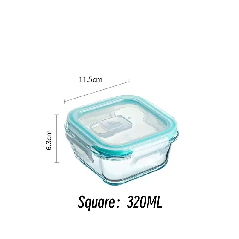 Glass Bento Lunch Box，Kitchen Organizers Food Taper Storage Side Dish Meal Prep Airtight Containers Food Preservation Box Tuppe