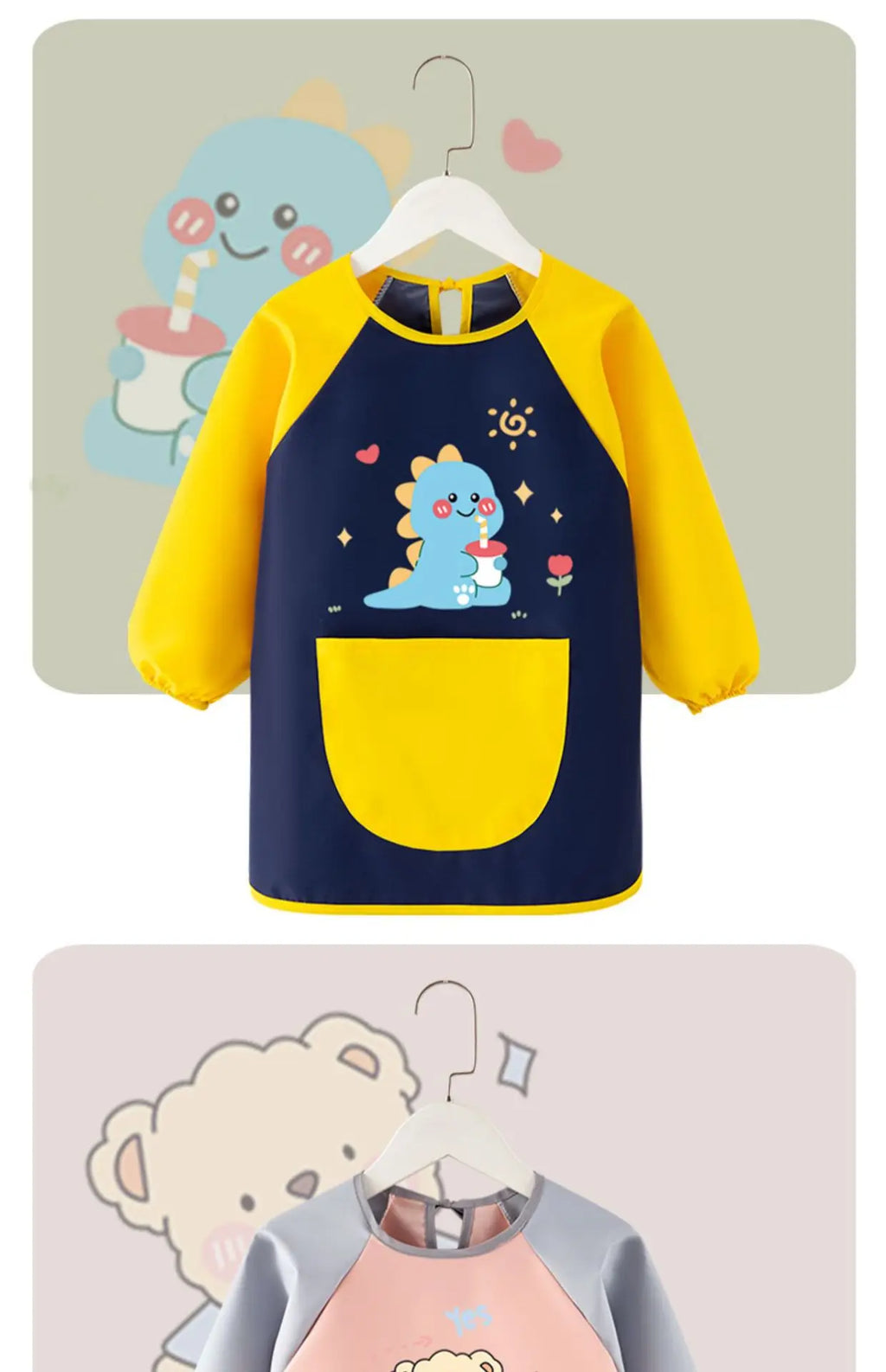 Baby Bib Painting Bib Waterproof Girl Painting Protective Clothing Boy Kitchen Kindergarten Eating Baby Gown