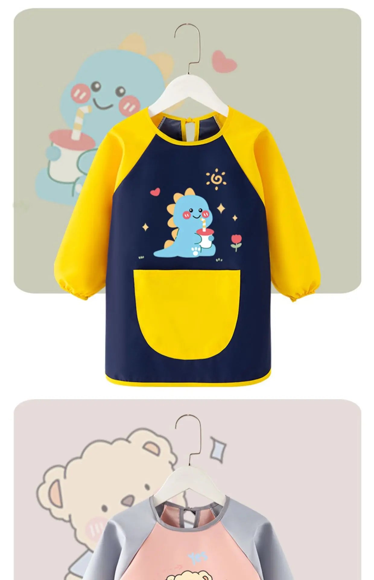 Baby Bib Painting Bib Waterproof Girl Painting Protective Clothing Boy Kitchen Kindergarten Eating Baby Gown