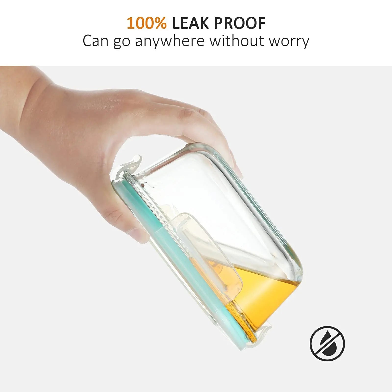 Glass Bento Lunch Box，Kitchen Organizers Food Taper Storage Side Dish Meal Prep Airtight Containers Food Preservation Box Tuppe