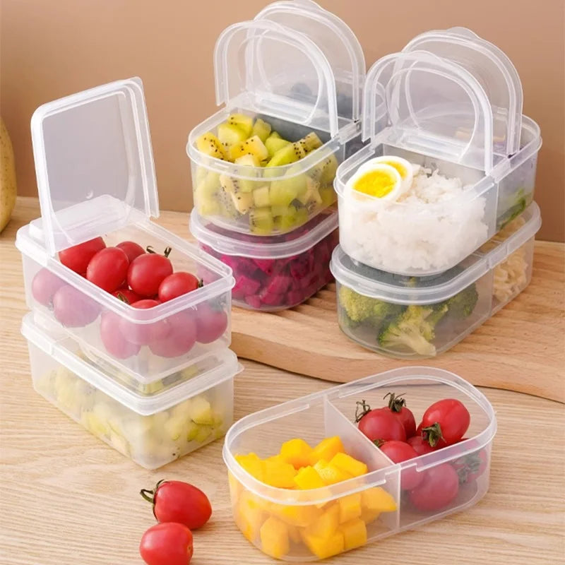 Snack Containers, Divided Bento Snack Box, 2 Compartments Reusable Meal Prep Lunch Fruit Containers Food Storage