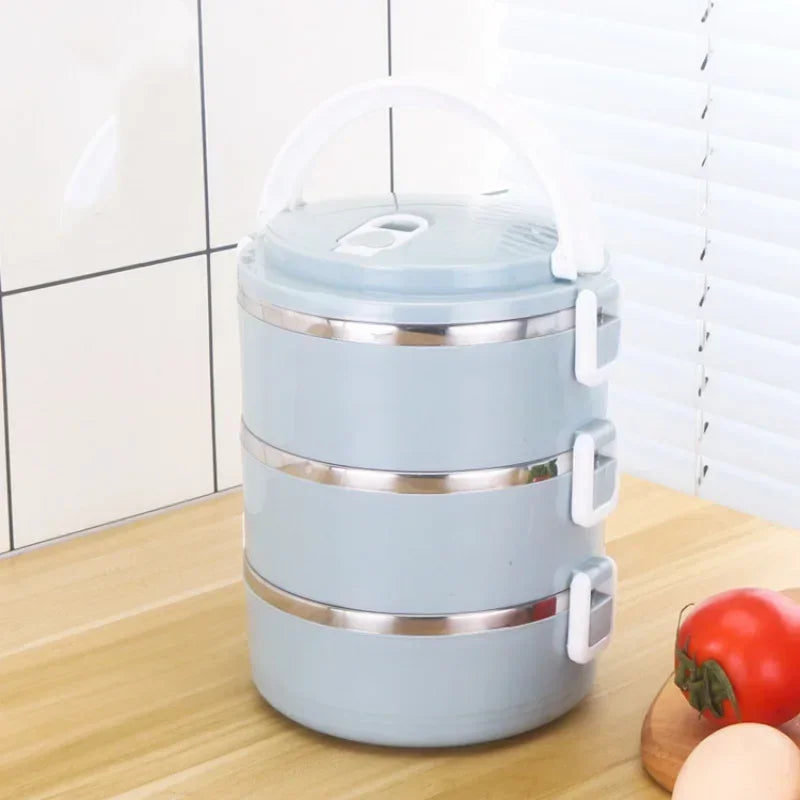 3 Layer Bento Box Stainless Stee Large Capacity Thermal Insulation Lunch Box Portable Students Office Workers Food Containers