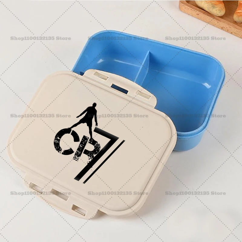 Football Star Ronaldos Bento Lunch Box Kawaii Portable Bento Boxs Student Hermetic Food Crisper Single Layer Capacity Kids Gift