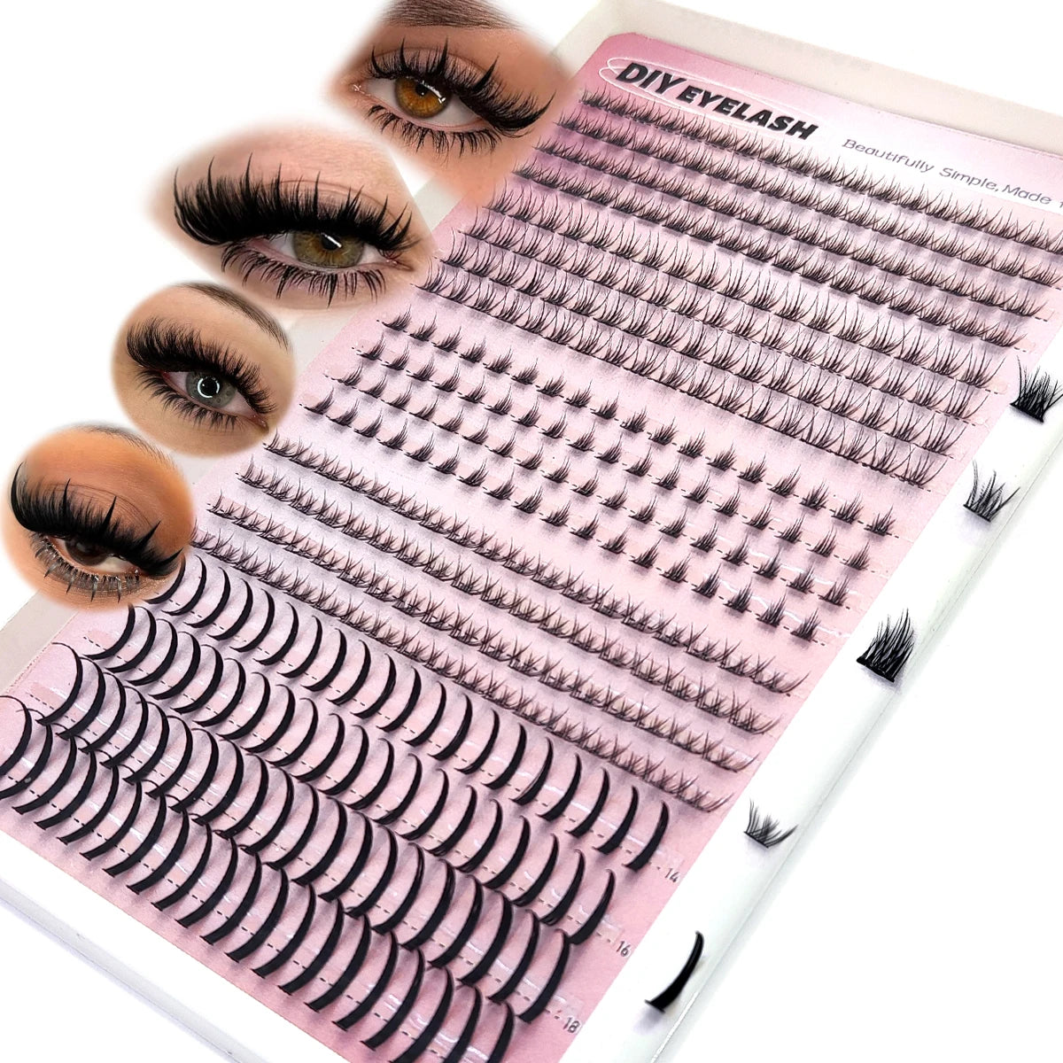 20 rows of lower eyelashes and pointed eyelash clusters single eyelash clusters extended pointed eyelash clusters DIY eyelashes