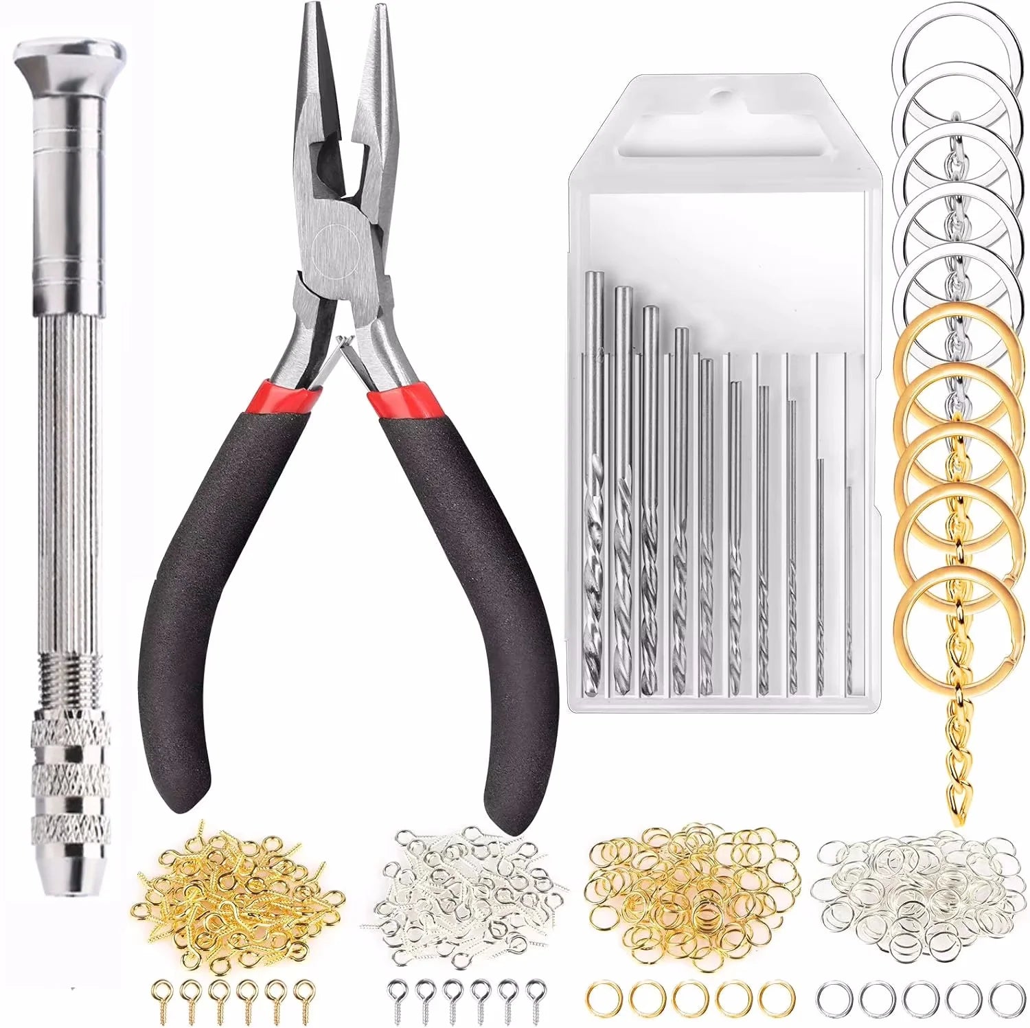 Keychain Making Kit - Keychain Clip with Key Ring Lobster Claw Clasp, Swivel Snap Hook, Jumprings & Extender Chain for Craft DIY