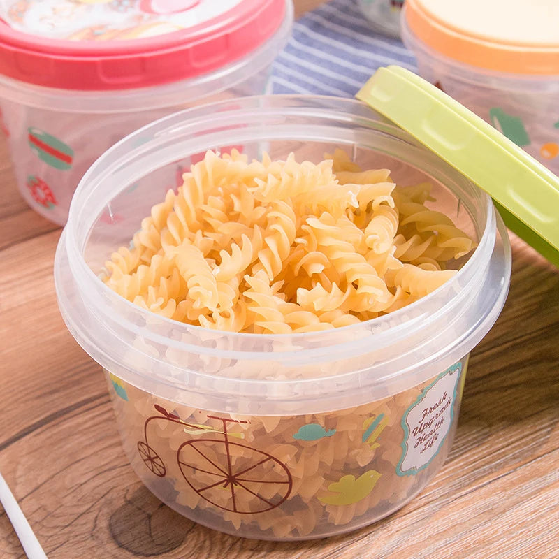 1Pcs 250/500ml Bento Box Children Plastic Cartoon Cute Lunch Box Outdoor Food Storage Container Kids Student Lunch Box Utensils