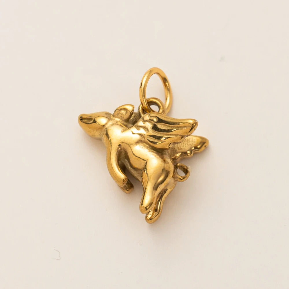 Animal Series Pendant Stainless Steel DIY Small Pendant Vacuum Plated 18K Gold Color Preserving Accessory in Furnace