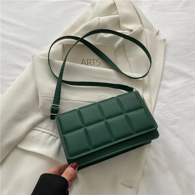 Trendy Classic Solid-Colour Minimalist Fashion Handbag Popular New Style Compact Square Bag PU Handheld Crossbody Shoulder Bag