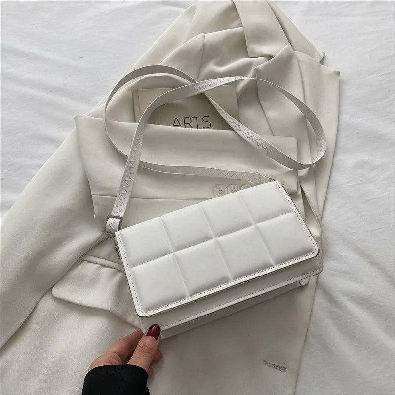 Trendy Classic Solid-Colour Minimalist Fashion Handbag Popular New Style Compact Square Bag PU Handheld Crossbody Shoulder Bag