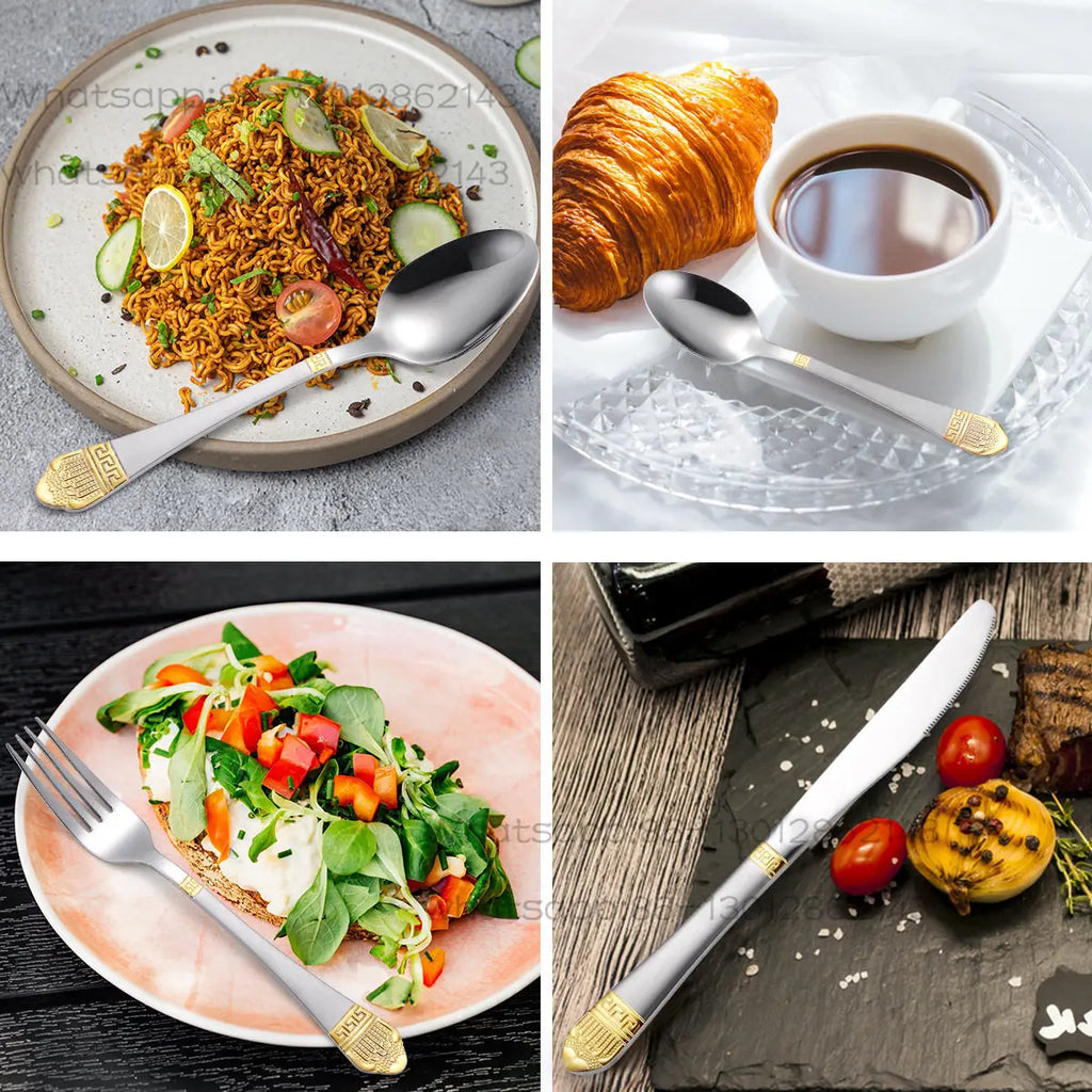 Tableware set 72-piece set 84-piece set gold-plated stainless steel knife, fork and spoon gift box