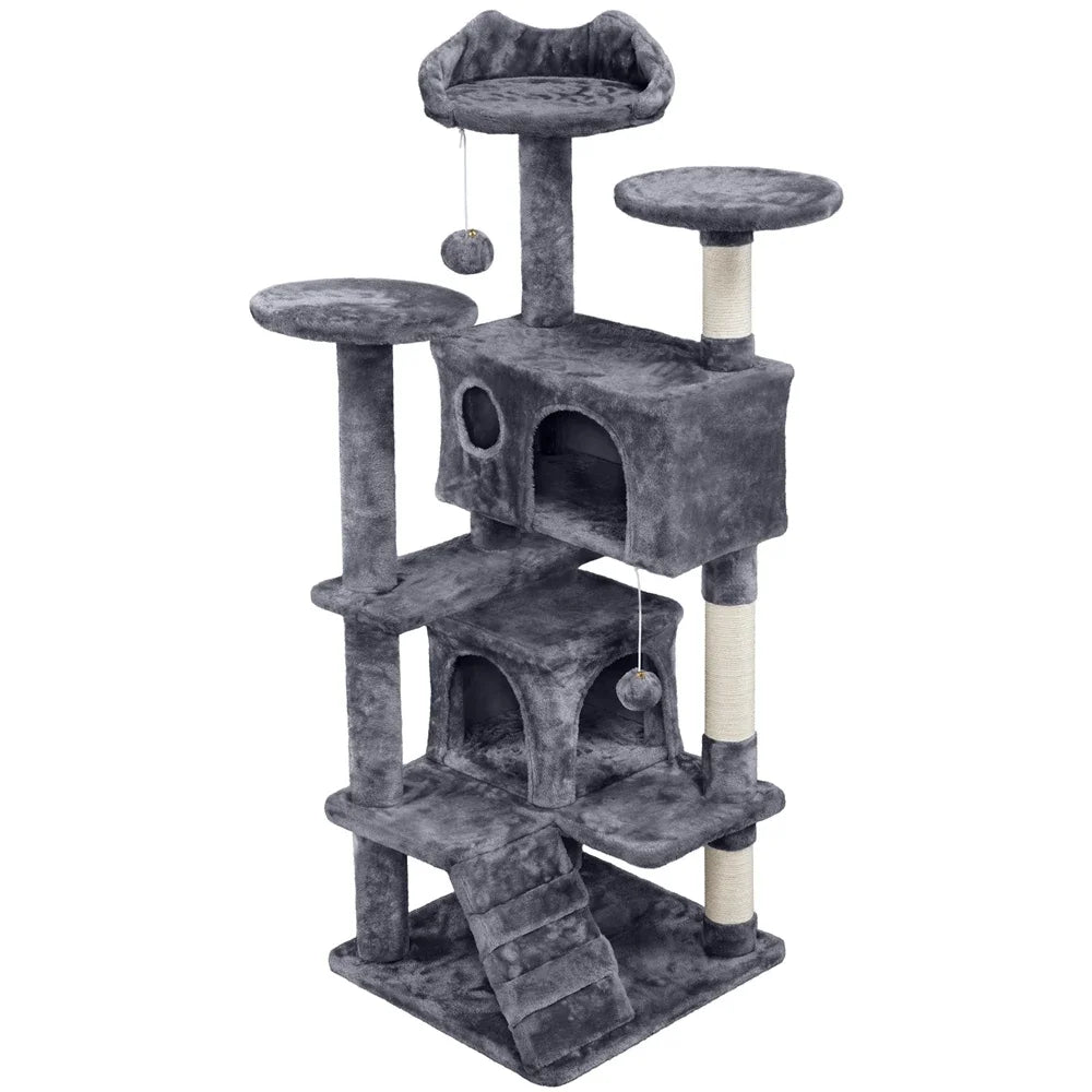 Cat Tree Cat Tower Condominium with Condominium and Hanging Ball and Scratching Post, Large Cat House for Kittens and Cats