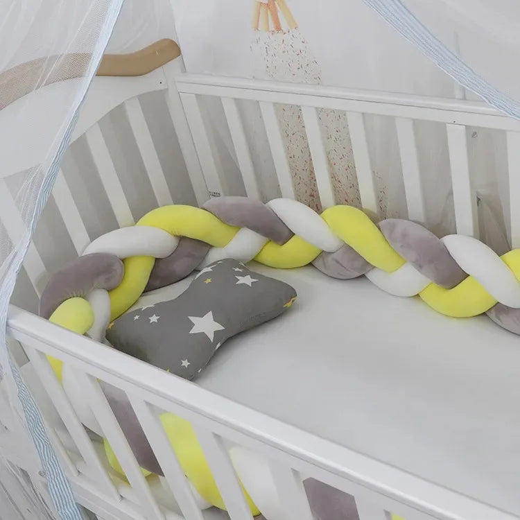Baby Crib Protector Bed Braid Knot Cushion for Infant Kids 3 Shares Toddler Baby Bed Bumpers In The Crib Newborn 1M/2M/3M/4M