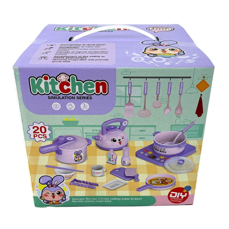 Kids Kitchen Play Set for 3+ – Includes Pots, Pans, Kettle, Utensils, Spice Jars, Dishes & More – Fun Cooking Toy for Imaginativ