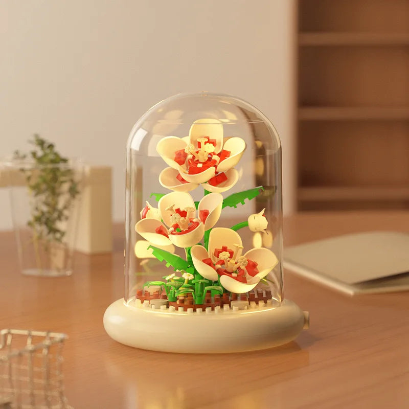 Popular Valentine's Day Gift Handmade Assembly of Building Blocks Flowers Roses Couple Gift Birthday Desktop Decoration Ornament