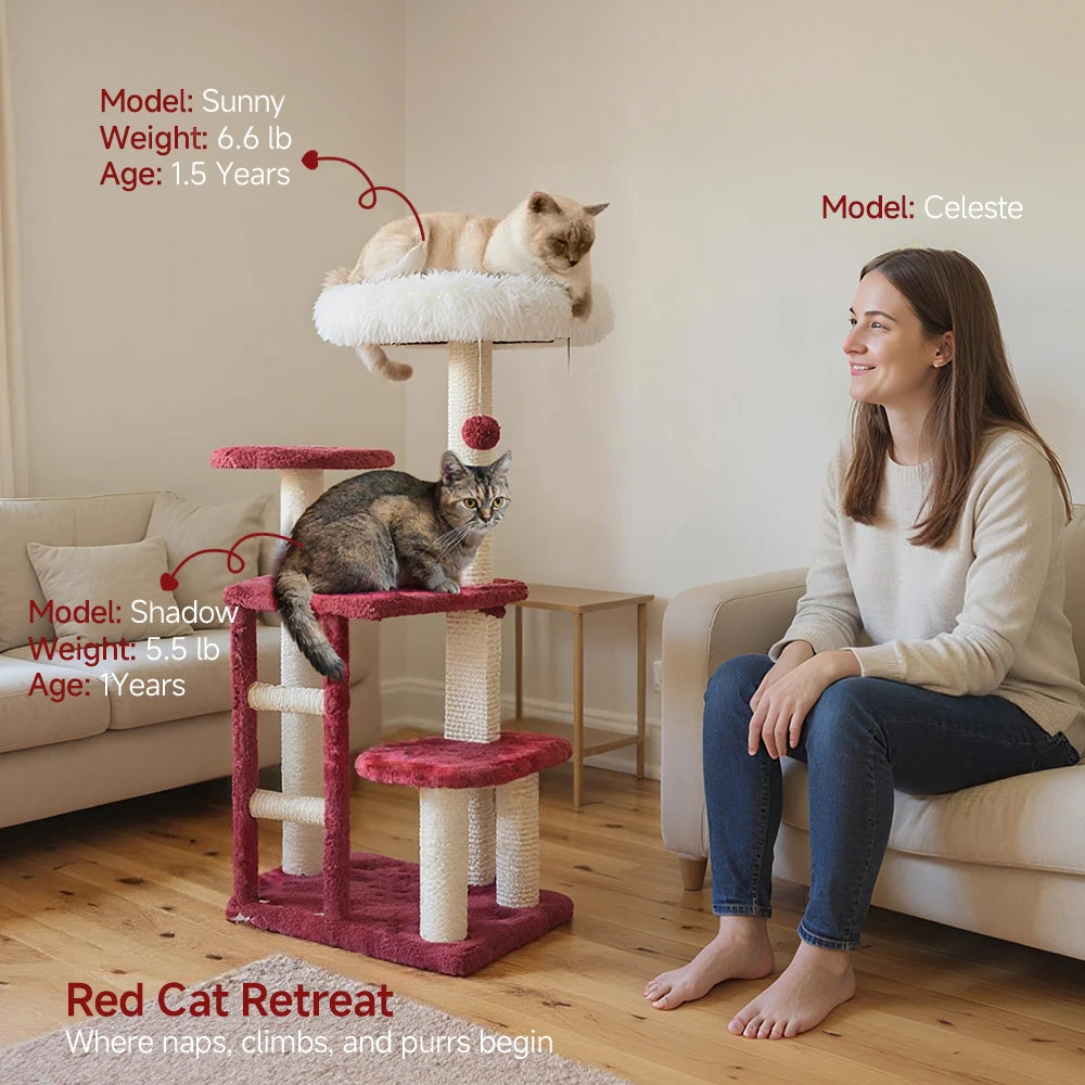 Cat Tree Tower for Indoor Cats Large Adults, Cat Tower with Scratching Post, Multi-Level Furniture Activity Center