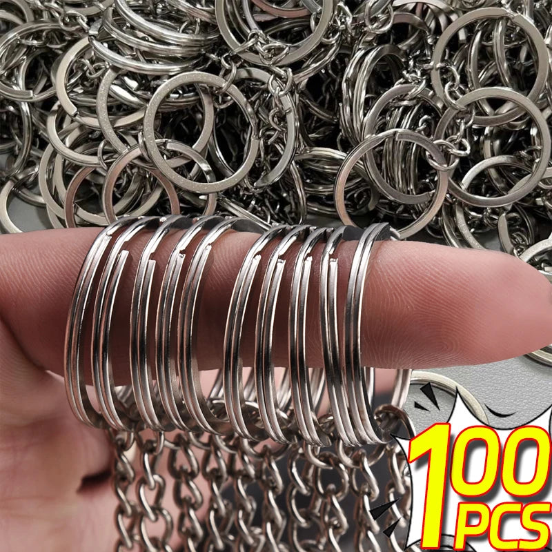 Metal Keychains with Split Rings Link Chain Key Rings Keyfob Key Pendants Holder Rings DIY Key Chains Keyring Accessories Tools