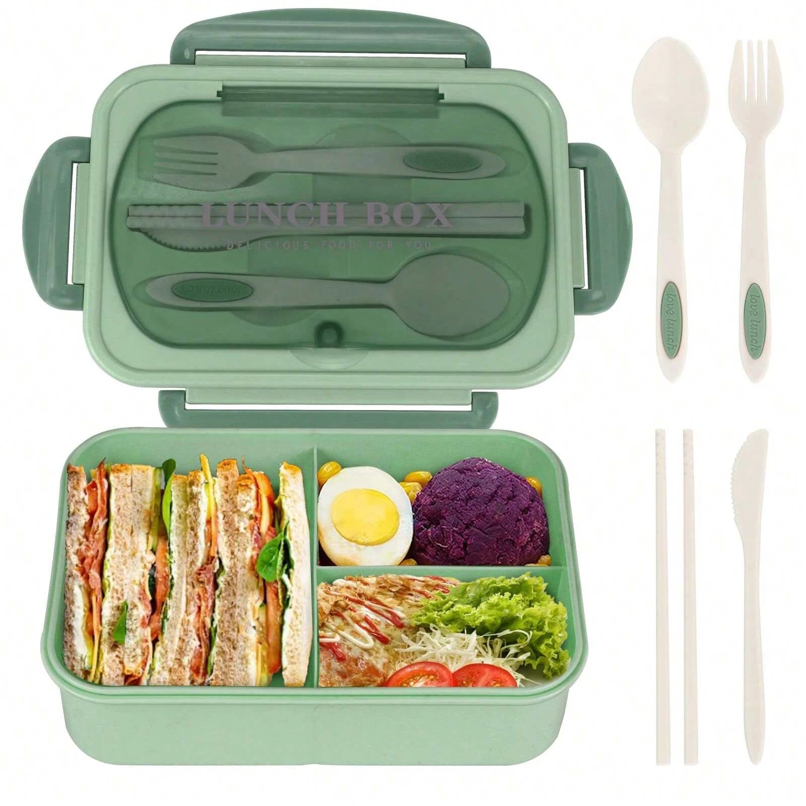 Bento Box Adult Lunch Box, Containers For Adults Men Women With 4 Compartments, Lunchable Food Container Back To School