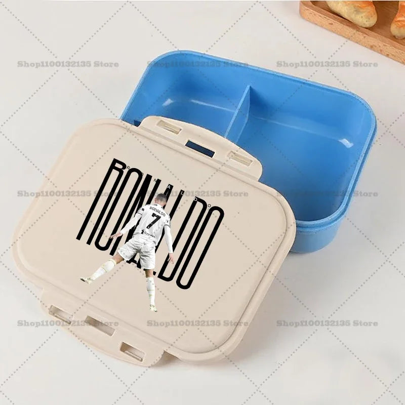 Football Star Ronaldos Bento Lunch Box Kawaii Portable Bento Boxs Student Hermetic Food Crisper Single Layer Capacity Kids Gift