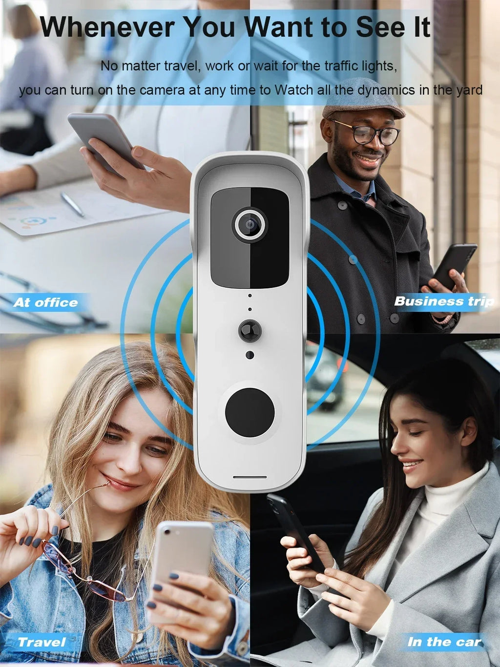 2026 Smart Video Doorbell Waterproof Night Vision Door Viewer 1080P FHD Camera Digital Visual Intercom WIFI 2.4G Tuya Door Bell