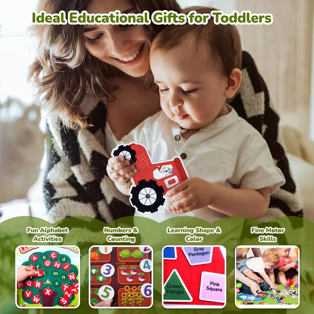 Farm Animals Felt Story Board Set Storytelling Early Learning Interactive Play Kit Wall Hanging Puzzle Toys for Toddlers Gifts