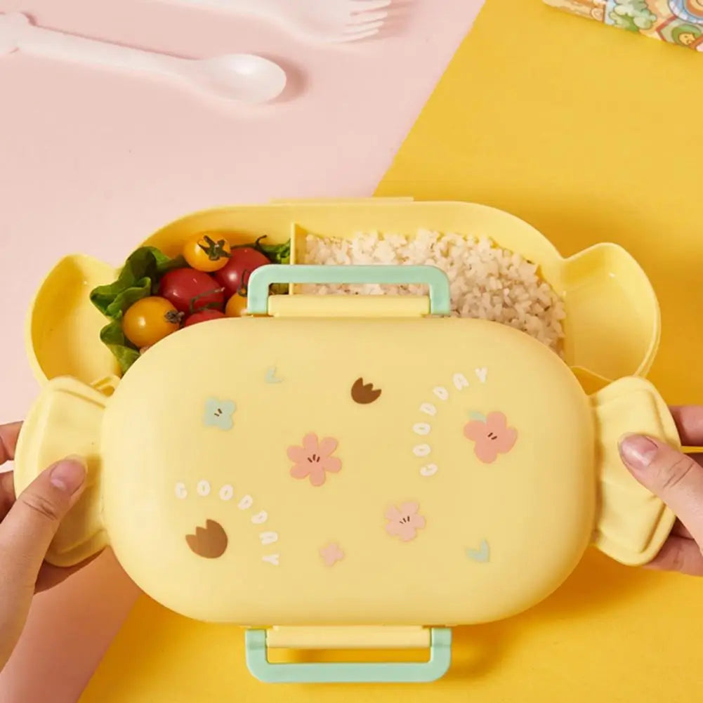 Cartoon Bento Box for Kids School Food Storage Container Microwavable Portable Picnic Basket Round Lunchbox with Handle